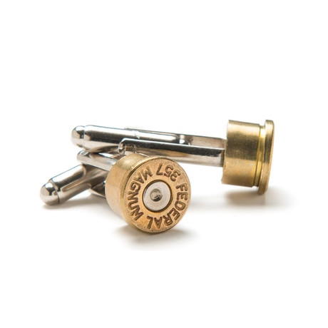 357 Magnum Cufflinks // Brass + Nickel Center