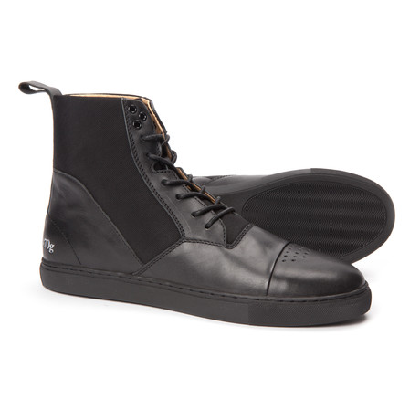 Gram // 470g Leather + Nylon High-Top Sneaker // Black