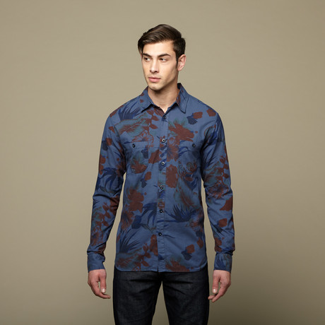 Lightning Bolt // Paradise Overdyed Flannel Work Shirt // Insignia Blue