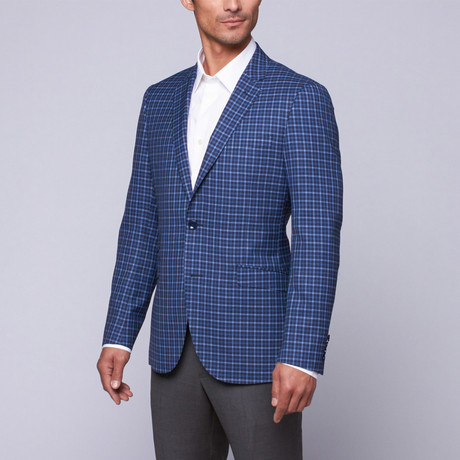 Trend Maxman // Wool Two-Button Slim Fit Sportcoat // Blue Check