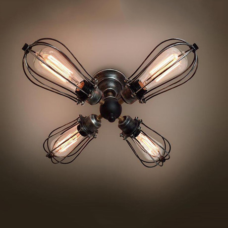 4-Armed Squirrel Cage Ceiling Light