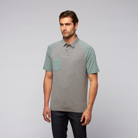 LinkSoul // Short-Sleeve Colorblock Knit Shirt // Heather Grey