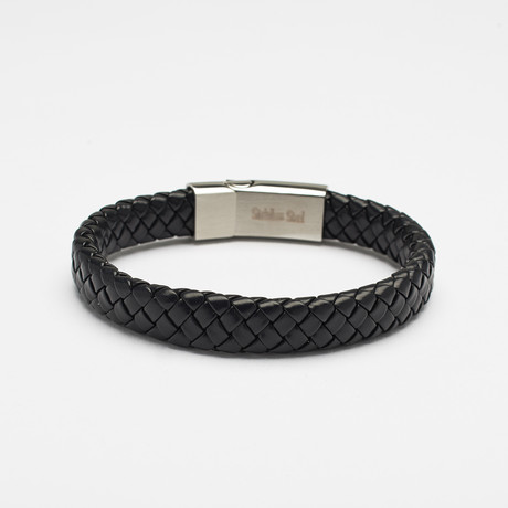 Buckle Wide Braided Bracelet // Black