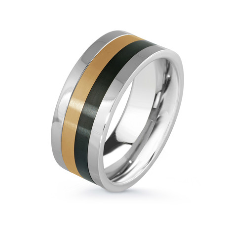 Black + Yellow Plated Spinner Ring