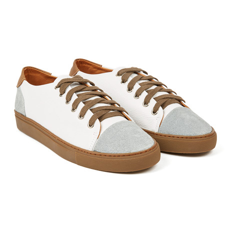Denizen Leather + Suede Sneaker // White + Grey