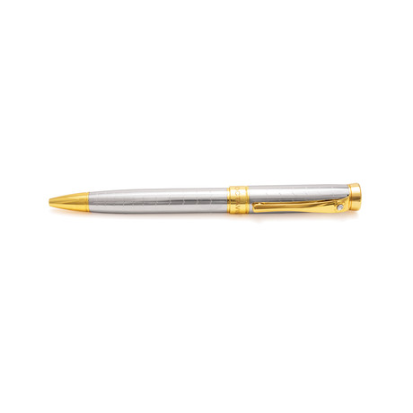 18K White + Yellow Gold Two Tone Crystal Rollerball Pen
