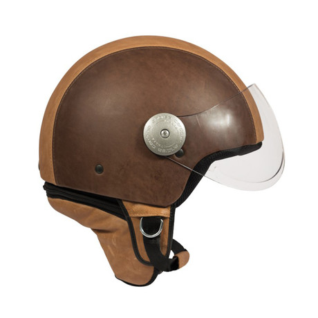 Vintage Brown Two Tone Leather Helmet