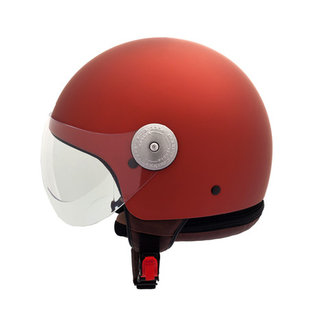 Smooth Rubin Red Leather Helmet