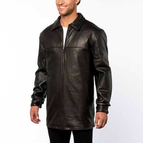 Leather James Dean Coat // Black