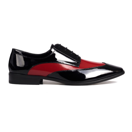 Patent Two Tone Derby // Black + Red