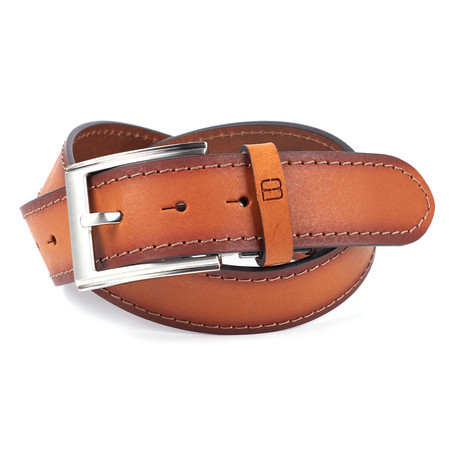 Casual Burnished Stitched Leather Flybelt // Cognac