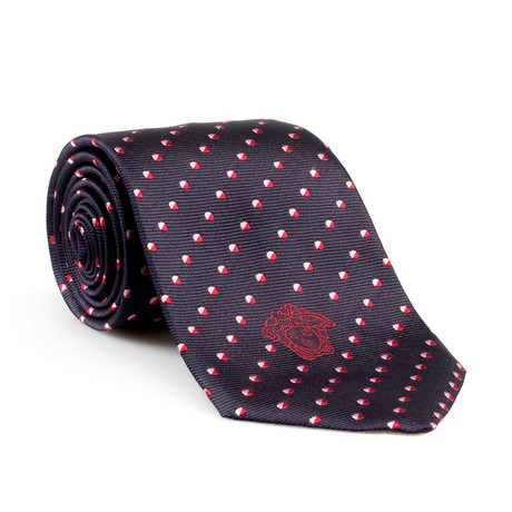 Adonis Silk Tie // Black + Red Dot
