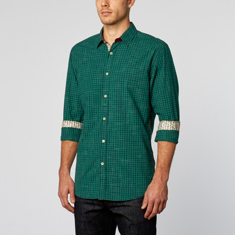 You + Shirt // Checkered Sport Shirt // Green + Navy (XL)