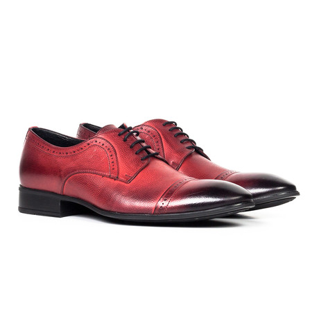 Leather Oxford Shoe // Red