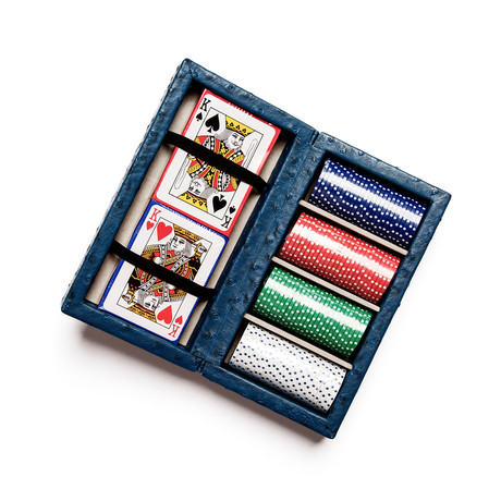 Leather Poker Set         (Ostrich Leather)