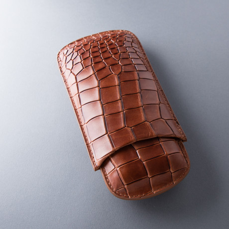 Deep Crocodile Grain Cigar Case // Cognac
