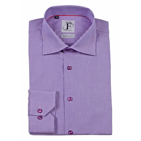 Micro Houndstooth Weave Button-Down Shirt // Lavender