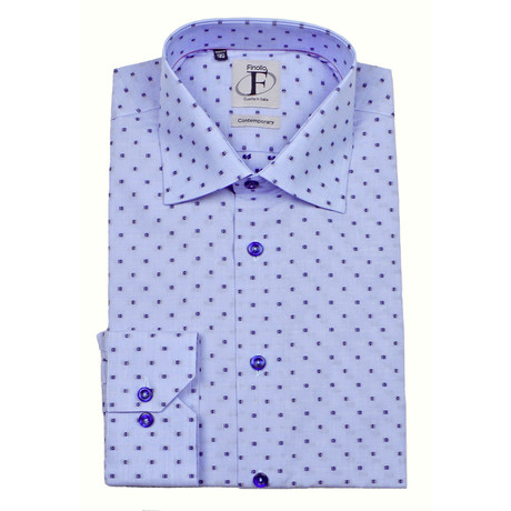 Dotted Pattern Weave Button-Down Shirt // Blue + Navy