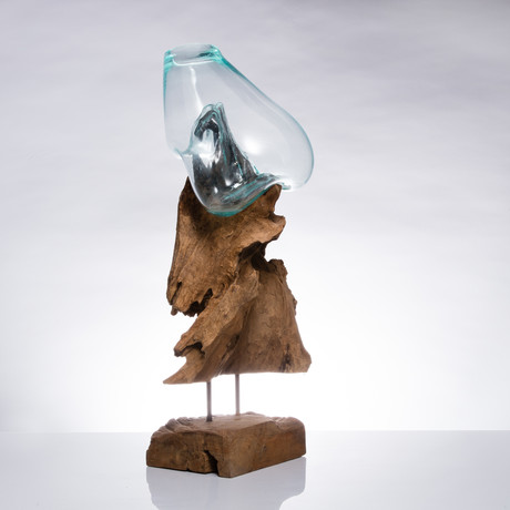 Teak Root + Molten Glass Vase
