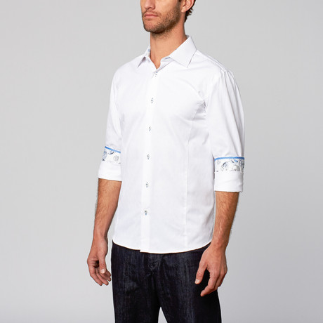 Modern Fit Button-Up Shirt // White Diamond