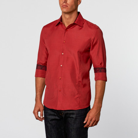 Slimming Button-Up Shirt // Red