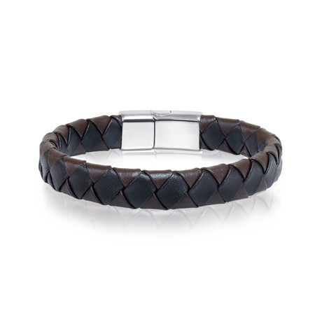 Black + Brown Leather Bracelet