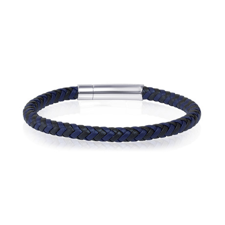 Black + Blue Leather Bracelet