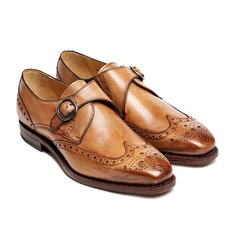 Tannerie d'Annonay // Wing Cap Monk Strap Brogue // Brown (Euro: 44)