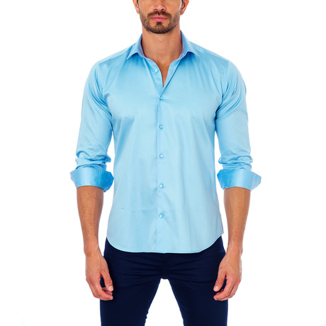 Solid Button-Up Shirt // Light Blue