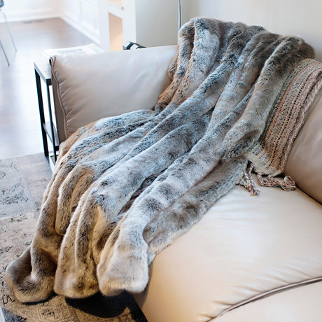 Couture Faux Fur Throw // Timber Wolf