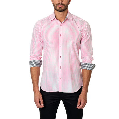 Plaid Dress Shirt // Pink