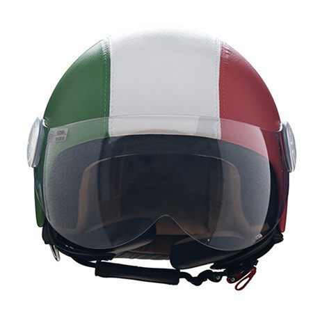 Italian Block Stripes Leather Helmet