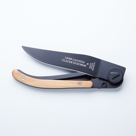 Laguiole Liner Lock Pocket Knife // Black + Olive Wood