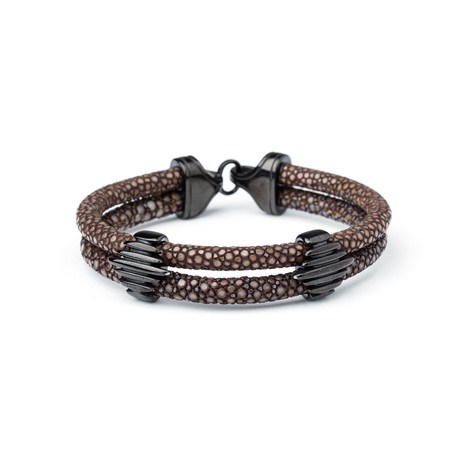 Stingray Leather Bracelet // Black + Brown