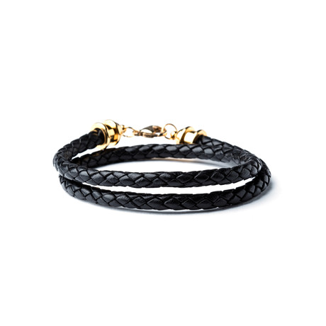 Leather Double Wrap // Gold + Black