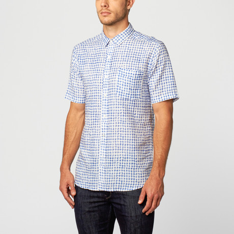 Short Sleeve Modern Fit Printed Shirt // Blue