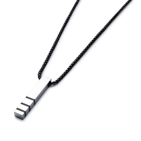Striped Block Necklace // Black Cable Chain
