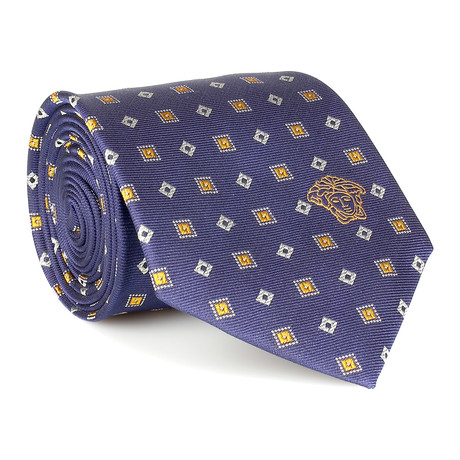 Patterned Silk Tie // Blue + Yellow