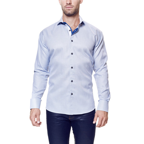 Wall Street Cross Dress Shirt // Blue + White
