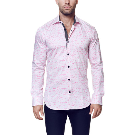 Wall Street Tetris Dress Shirt // Pink + Grey