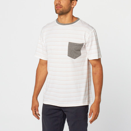 Stripe Pocket Tee // Salmon