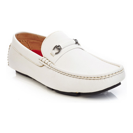 Matthew Horse Shoe Buckle Loafer // White