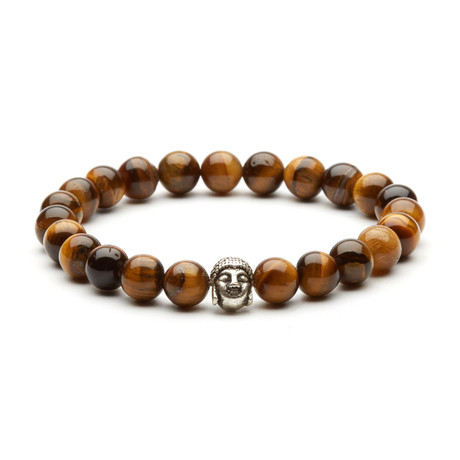 Buddha Charm Bracelet // Silver + Caramel