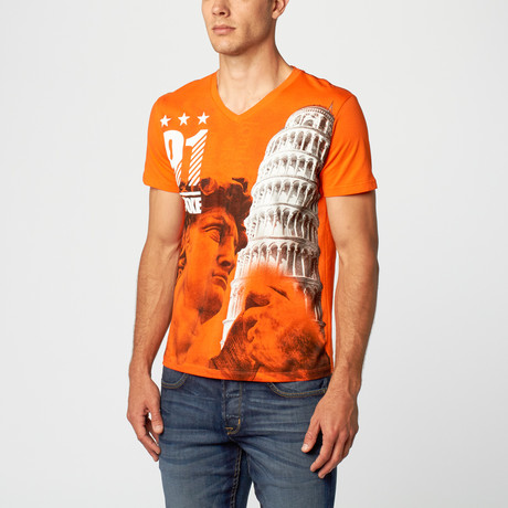 David Pisa V-Neck T-Shirt // Orange