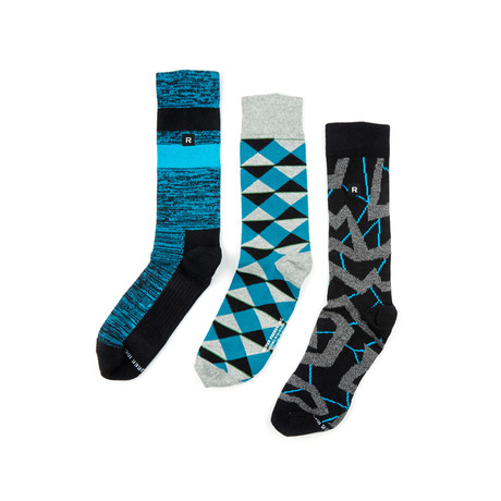 The Well Rounded Man Sock // Blue + Grey + Black // Set Of 3