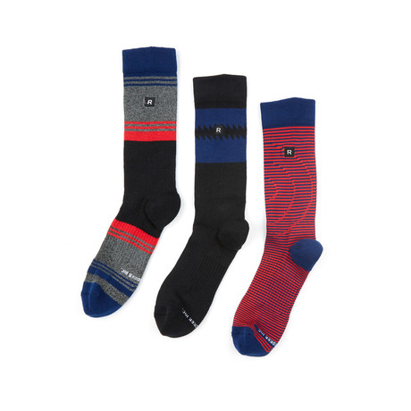 The Athletic Man Sock // Grey + Black + Red // Set Of 3