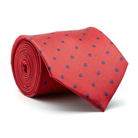Hand Made Tie // Red + Navy Dot
