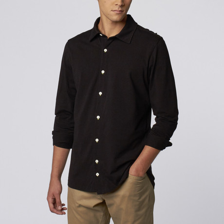 Long Sleeve Knit Shirt // Black