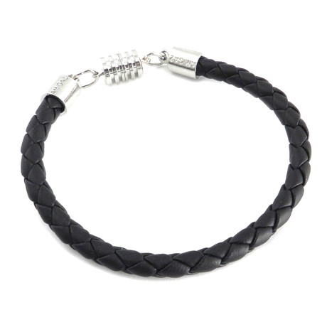 AMiGAZ // Original Braided Leather Bracelet // Black + Silver