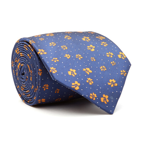 Hand Made Tie // Deep Blue + Yellow Floral
